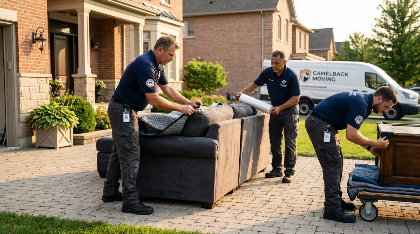 Large estate moving crew wrapping furniture in La Coste, TX
